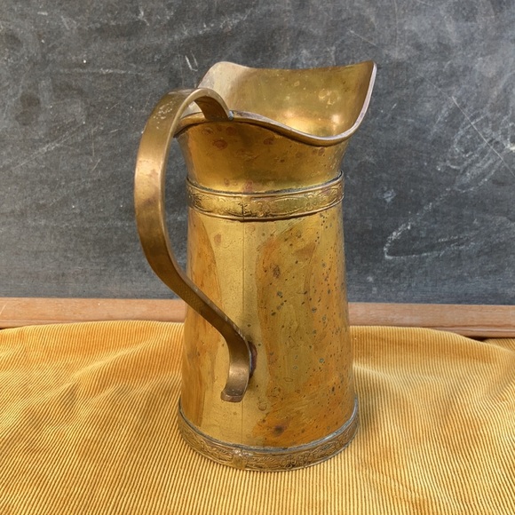 vintage Aztec mayan calendar pitcher vase : brass + copper : handmade - Picture 10 of 17